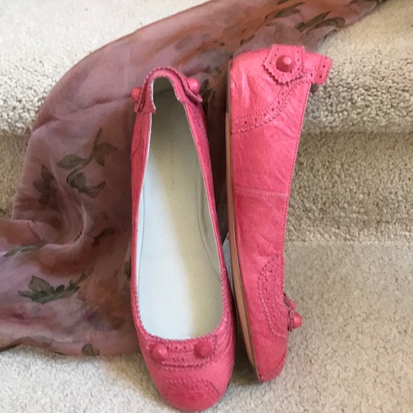 BALENCIAGA BALLERINA FLAT SHOE LIPSTICK PINK ALL LEATHER NEW CONDITION SZ 38 - Picture 2 of 8